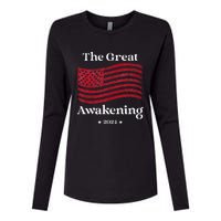 The Great Awakening 2024 Election Usa Flag Womens Cotton Relaxed Long Sleeve T-Shirt