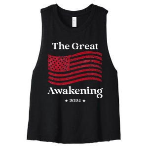 The Great Awakening 2024 Election Usa Flag Women's Racerback Cropped Tank