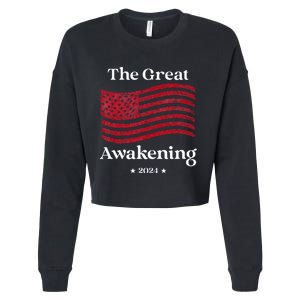 The Great Awakening 2024 Election Usa Flag Cropped Pullover Crew