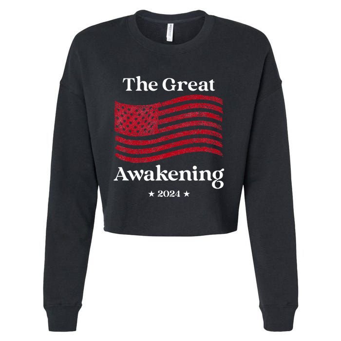 The Great Awakening 2024 Election Usa Flag Cropped Pullover Crew