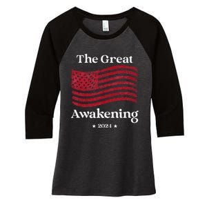 The Great Awakening 2024 Election Usa Flag Women's Tri-Blend 3/4-Sleeve Raglan Shirt