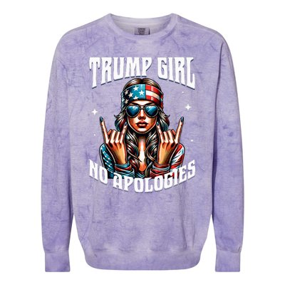 Trump Girl American Girl No Apologies 2024 Maga Colorblast Crewneck Sweatshirt