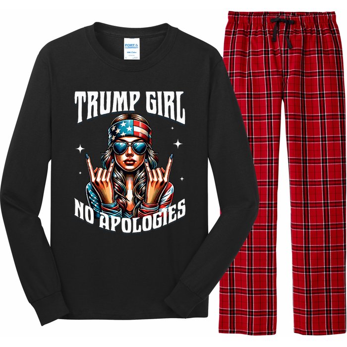 Trump Girl American Girl No Apologies 2024 Maga Long Sleeve Pajama Set