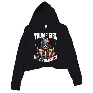 Trump Girl American Girl No Apologies 2024 Maga Crop Fleece Hoodie