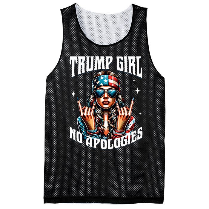 Trump Girl American Girl No Apologies 2024 Maga Mesh Reversible Basketball Jersey Tank