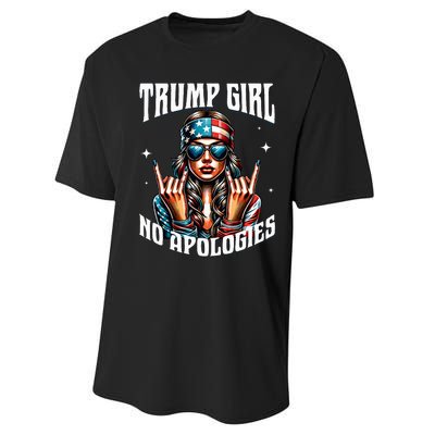 Trump Girl American Girl No Apologies 2024 Maga Performance Sprint T-Shirt