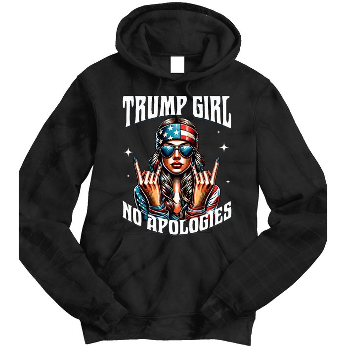 Trump Girl American Girl No Apologies 2024 Maga Tie Dye Hoodie