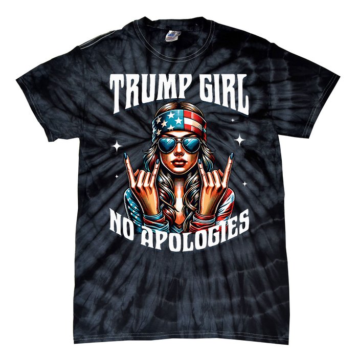 Trump Girl American Girl No Apologies 2024 Maga Tie-Dye T-Shirt