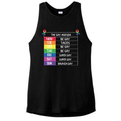 The Gay Agenda Funny Lgbtq Pride Month Supporter Graphic Gift Ladies PosiCharge Tri-Blend Wicking Tank