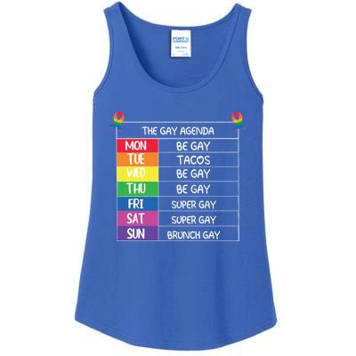 The Gay Agenda Funny Lgbtq Pride Month Supporter Graphic Gift Ladies Essential Tank