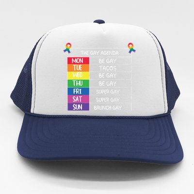 The Gay Agenda Funny Lgbtq Pride Month Supporter Graphic Gift Trucker Hat