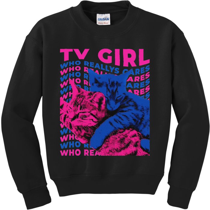 Tv Girl Album Frenchs Exit Who Really Cares Cat Tv Girl Kids Sweatshirt