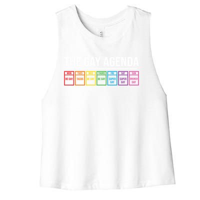 The Gay Agenda Lgbt Pride Funny Pride Month Great Gift Women's Racerback Cropped Tank