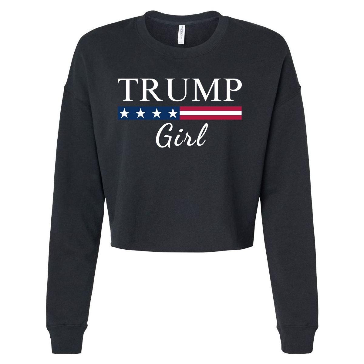 Trump Girl American Flag Vote Trump Republican Trump Girl Us Flag Conservative Cropped Pullover Crew