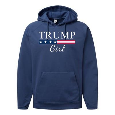 Trump Girl American Flag Vote Trump Republican Trump Girl Us Flag Conservative Performance Fleece Hoodie