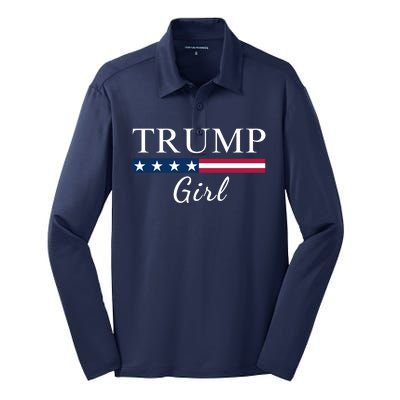 Trump Girl American Flag Vote Trump Republican Trump Girl Us Flag Conservative Silk Touch Performance Long Sleeve Polo