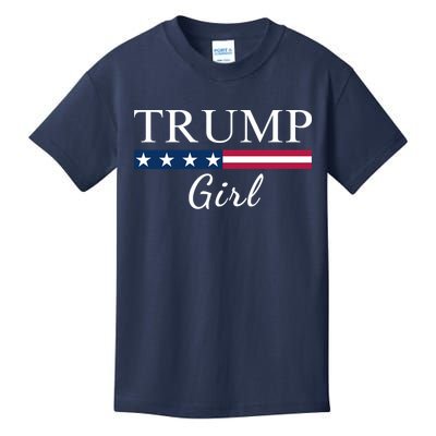Trump Girl American Flag Vote Trump Republican Trump Girl Us Flag Conservative Kids T-Shirt
