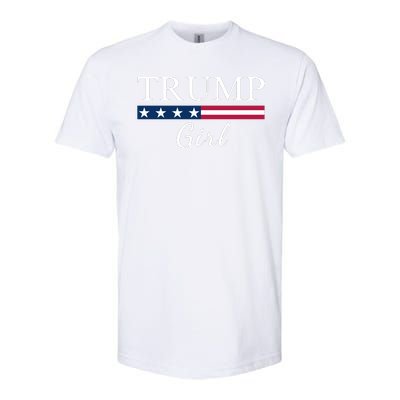 Trump Girl American Flag Vote Trump Republican Trump Girl Us Flag Conservative Softstyle CVC T-Shirt