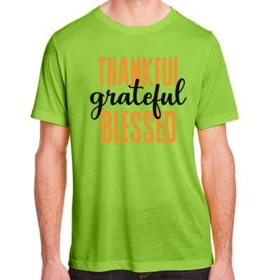 Thankful Grateful And Blessed Thanksgiving Holiday Adult ChromaSoft Performance T-Shirt