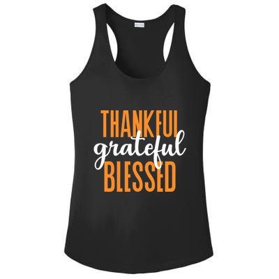 Thankful Grateful And Blessed Thanksgiving Holiday Ladies PosiCharge Competitor Racerback Tank