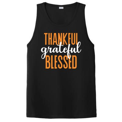 Thankful Grateful And Blessed Thanksgiving Holiday PosiCharge Competitor Tank