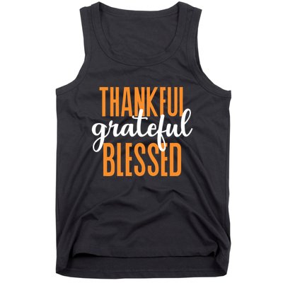 Thankful Grateful And Blessed Thanksgiving Holiday Tank Top