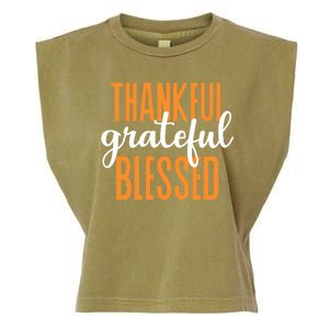 Thankful Grateful And Blessed Thanksgiving Holiday Garment-Dyed Women's Muscle Tee