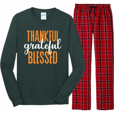 Thankful Grateful And Blessed Thanksgiving Holiday Long Sleeve Pajama Set