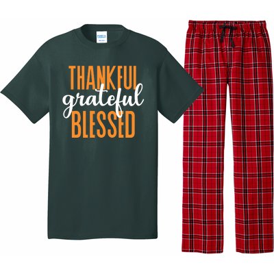 Thankful Grateful And Blessed Thanksgiving Holiday Pajama Set