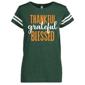 Thankful Grateful And Blessed Thanksgiving Holiday Enza Ladies Jersey Football T-Shirt