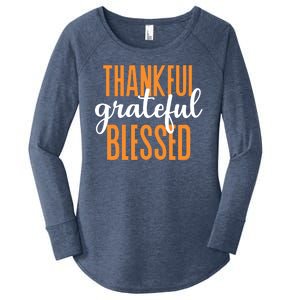 Thankful Grateful And Blessed Thanksgiving Holiday Women's Perfect Tri Tunic Long Sleeve Shirt