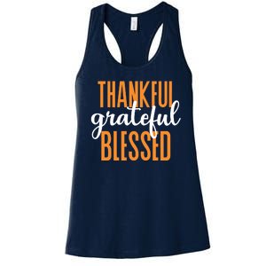 Thankful Grateful And Blessed Thanksgiving Holiday Women's Racerback Tank