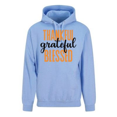 Thankful Grateful And Blessed Thanksgiving Holiday Unisex Surf Hoodie