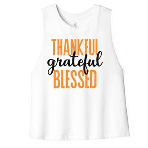 Thankful Grateful And Blessed Thanksgiving Holiday Women's Racerback Cropped Tank