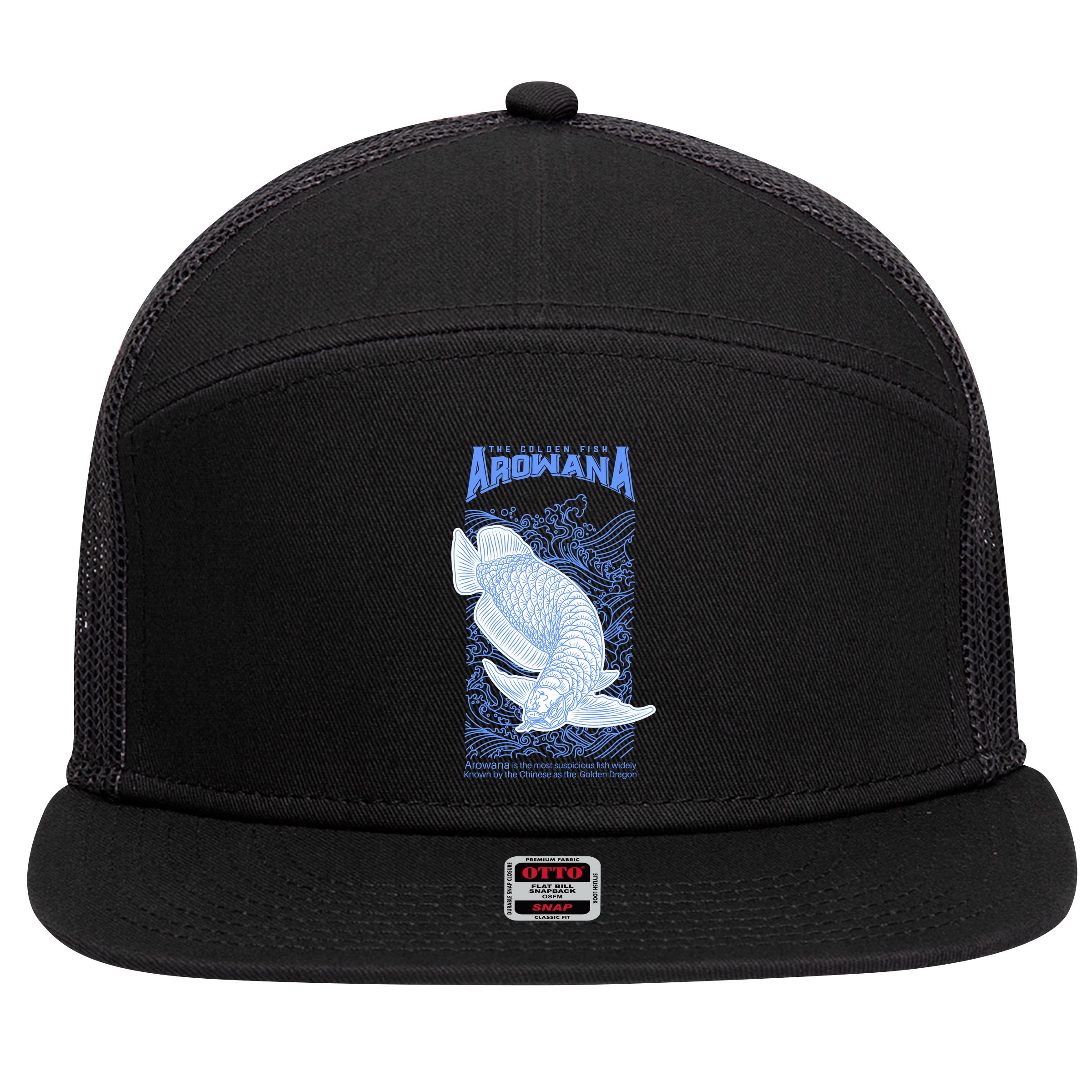 The Golden Arowana FIsh 7 Panel Mesh Trucker Snapback Hat