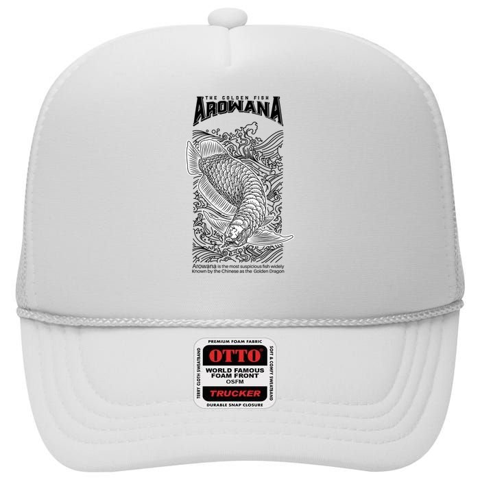 The Golden Arowana FIsh High Crown Mesh Back Trucker Hat