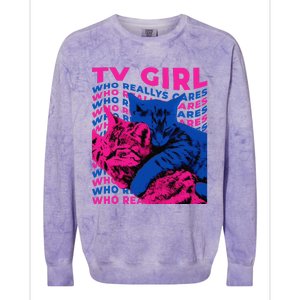 Tv Girl Album Frenchs Exit Who Really Cares Cat Tv Girl Colorblast Crewneck Sweatshirt