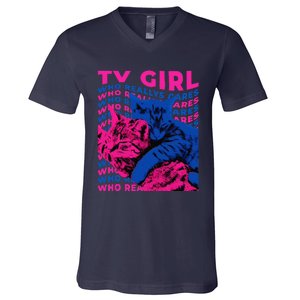 Tv Girl Album Frenchs Exit Who Really Cares Cat Tv Girl V-Neck T-Shirt