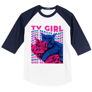 Tv Girl Album Frenchs Exit Who Really Cares Cat Tv Girl Baseball Sleeve Shirt