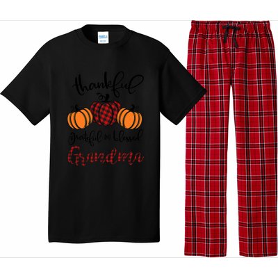 Thankful Grateful And Blessed Grandma Pumkin Thankgiving Gift Pajama Set