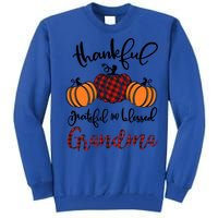 Thankful Grateful And Blessed Grandma Pumkin Thankgiving Gift Tall Sweatshirt