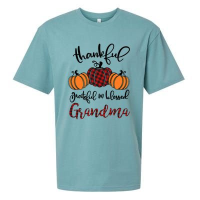 Thankful Grateful And Blessed Grandma Pumkin Thankgiving Gift Sueded Cloud Jersey T-Shirt