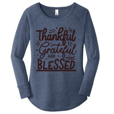 Thankful Grateful And Blessed Women's Perfect Tri Tunic Long Sleeve Shirt