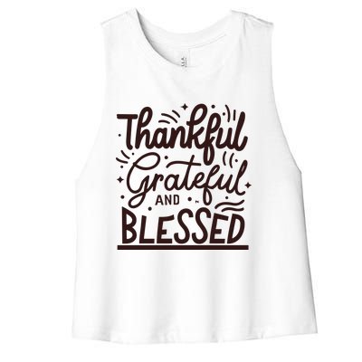 Thankful Grateful And Blessed Women's Racerback Cropped Tank