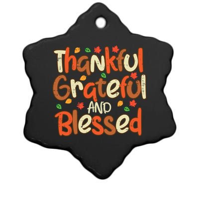 Thankful Grateful And Blessed Thanksgiving Great Gift Ceramic Star Ornament