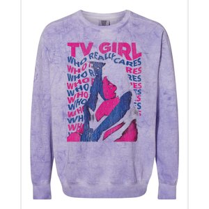 Tv Girl Album Who Reallys Cares Colorblast Crewneck Sweatshirt