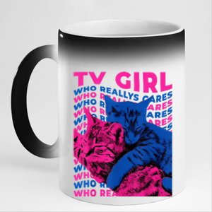 Tv Girl Album Frenchs Exit Who Really Cares Cat Tv Girl 11oz Black Color Changing Mug