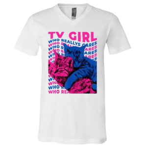 Tv Girl Album Frenchs Exit Who Really Cares Cat Tv Girl V-Neck T-Shirt