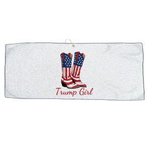 Trump Girl American Flag Conservative Vote Trump Republican Cowgirl Trump Girl Large Microfiber Waffle Golf Towel