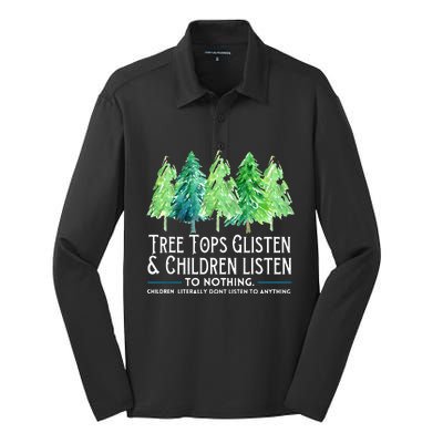 Treetops Glisten And Children Listen To Nothing Christmas Silk Touch Performance Long Sleeve Polo